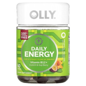 OLLY Daily Energy Caffeine Free Tropical Passion 60 Gummies 858158005695