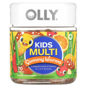 OLLY Kids Multi Gummy Worms Sour Fruit Punch 70 Gummies 850004462164