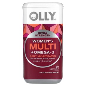 OLLY Women's Multi + Omega-3 Daily Multivitamin Ultra Strength 60 Softgels 850004462645