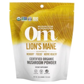 Om Mushrooms Certified Organic Mushroom Powder Lion's Mane 7.05 oz (200 g) 850030553256
