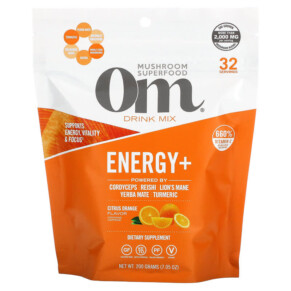 Om Mushrooms Energy+ Drink Mix Citrus Orange 7.05 oz (200 g) 850030553188