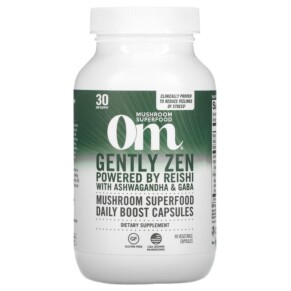 Om Mushrooms Gently Zen Powered by Reishi with Ashwagandha & GABA 90 Vegetable Capsules 850011996010