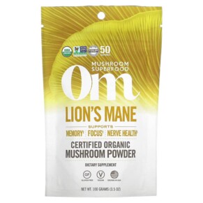 Om Mushrooms Lion's Mane Certified Organic Mushroom Powder 3.5 oz (100 g) 892392002096