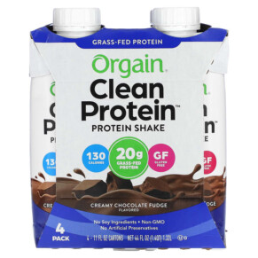 Orgain Clean Protein Shake Creamy Chocolate Fudge 4 Pack 11 fl oz (330 ml) Each 851770006668