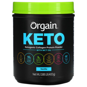 Orgain Keto Ketogenic Collagen Protein Powder with MCT Oil Vanilla 0.88 lb (400 g) 851770007382