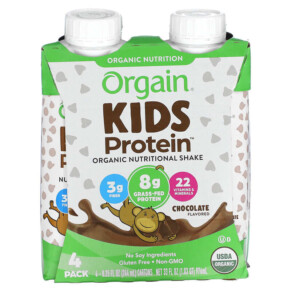 Orgain Kids Protein Organic Nutritional Shake Chocolate 4 Pack 8.25 fl oz (244 ml) Each 851770003117