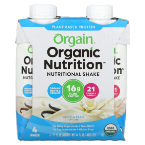 Orgain Organic Nutrition Nutritional Shake Vanilla Bean 4 Pack 11 fl oz (330 ml) Each 851770003339