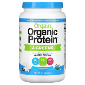 Orgain Organic Protein & Greens Protein Powder Plant Based Vanilla Bean 1.94 lbs (882 g) 851770006828
