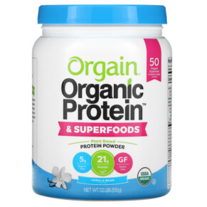 Orgain Organic Protein & Superfoods Powder Plant Based Vanilla Bean 1.12 lb (510 g) 851770007351