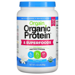 Orgain Organic Protein & Superfoods Powder Plant Based Vanilla Bean 2.02 lbs (918 g) 851770006859