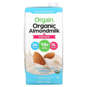 Orgain Plant-Based Organic Almondmilk + Protein Lightly Sweetened Vanilla 32 fl oz (946 ml) 851770003650