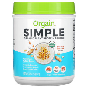 Orgain Simple Organic Plant Protein Powder Peanut Butter 1.25 lb (567 g) 851770007498