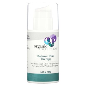 Organic Excellence Balance Plus Therapy Bio-Identical USP Progesterone Cream with Phytoestrogens 3.3 fl oz (100 g) 809183100190