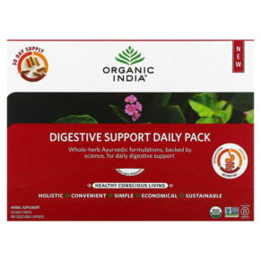 Organic India Digestive Support Daily Pack 30 Daily Packs 180 Vegetable Capsules 850021635190