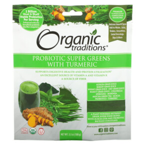 Organic Traditions Probiotic Super Greens with Turmeric 3.5 oz (100 g) 627733005081