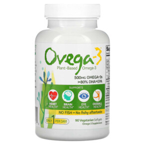 Ovega-3 Plant Based Omega-3 DHA + EPA 500 mg 90 Vegetarian Softgels 092961020210