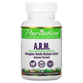 Paradise Herbs A.R.M. Astragalus Reishi Maitake Extract 60 Vegetarian Capsules 601944777166