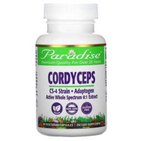 Paradise Herbs CS-4 Strain Cordyceps 60 Vegetarian Capsules 601944777142