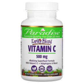 Paradise Herbs Earth's Blend Vitamin C 500 mg 90 Vegetarian Capsules 601944778675