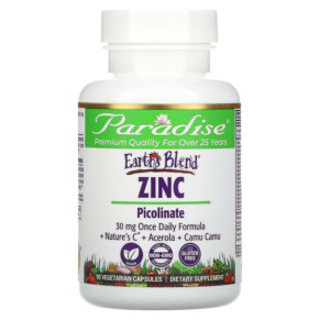 Paradise Herbs Earth's Blend Zinc Picolinate 90 Vegetarian Capsules 601944778910