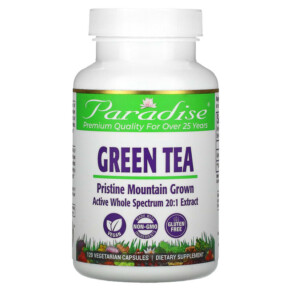Paradise Herbs Green Tea 120 Vegetarian Capsules 601944777746