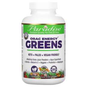 Paradise Herbs ORAC Energy Greens 120 Vegetarian Capsules 601944778033
