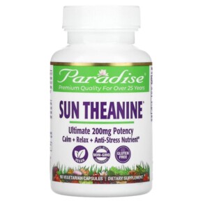 Paradise Herbs Sun Theanine 200 mg 90 Vegetarian Capsules 601944778941