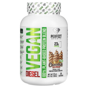 Perfect Sports Vegan Diesel 100% Plant-Based Protein Blend Chocolate Ice Cream 1.5 lb (700 g) 699097754882