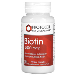 Protocol for Life Balance Biotin 5.000 mcg 90 Veg Capsules 707359104716