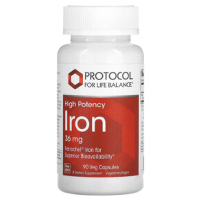 Protocol for Life Balance Iron High Potency 36 mg 90 Veg Capsules 707359114449