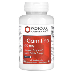 Protocol for Life Balance L-Carnitine 500 mg 60 Veg Capsules 707359100725