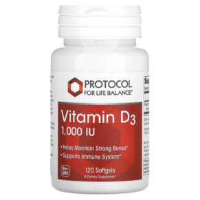 Protocol for Life Balance Vitamin D3 1.000 IU 120 Softgels 707359103658