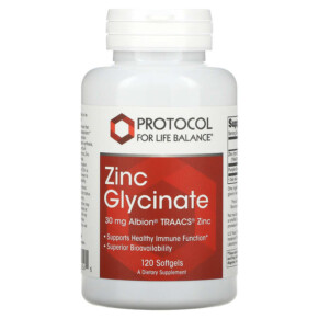 Protocol for Life Balance Zinc Glycinate 30 mg 120 Softgels 707359115545