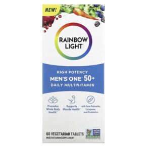 Rainbow Light Men's One 50+ Daily Multivitamin High Potency 60 Vegetarian Tablets 021888204038