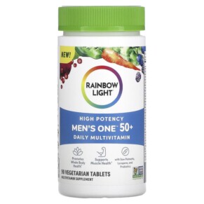 Rainbow Light Men's One 50+ Daily Multivitamin High Potency 90 Vegetarian Tablets 021888204045