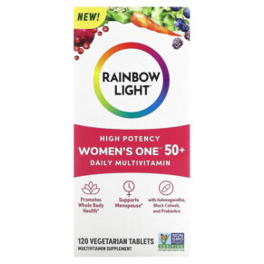 Rainbow Light Women's One 50+ Daily Multivitamin High Potency 120 Vegetarian Tablets 021888204243