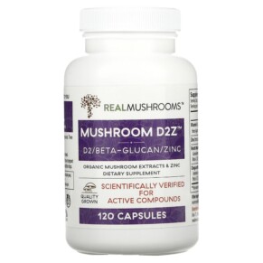 Real Mushrooms Mushroom D2Z D2/Beta Glucan/Zinc 120 Capsules 628110068361