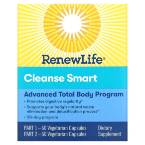 Renew Life Cleanse Smart 2 Bottles 60 Vegetarian Capsules Each 631257534507