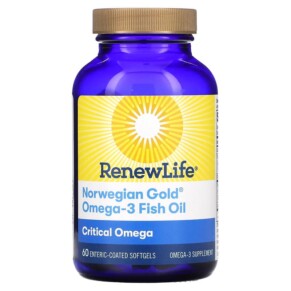 Renew Life Critical Omega Norwegian Gold Omega-3 Fish Oil 60 Enteric-Coated Softgels 631257155795