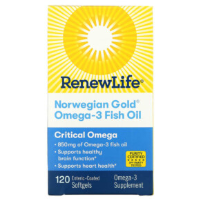 Renew Life Norwegian Gold Omega-3 Fish Oil 850 mg 120 Enteric-Coated Softgels 631257154057