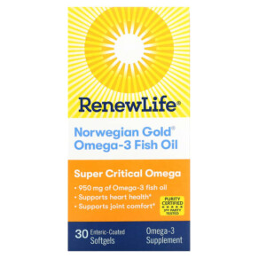 Renew Life Norwegian Gold Omega-3 Fish Oil 950 mg 30 Enteric-Coated Softgels 631257155542