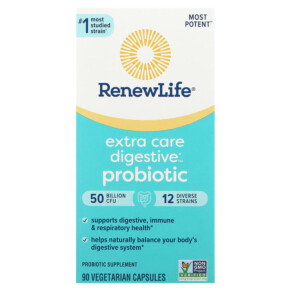 Renew Life Ultimate Flora Extra Care Probiotic 50 Billion Live Cultures 90 Vegetarian Capsules 631257121097