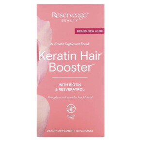 Reserveage Nutrition Keratin Hair Booster with Biotin & Resveratrol 120 Capsules 853427006151