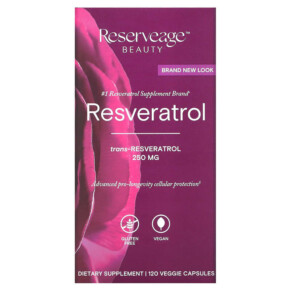 Reserveage Nutrition Resveratrol Trans-Resveratrol 250 mg 120 Veggie Capsules 094922002815