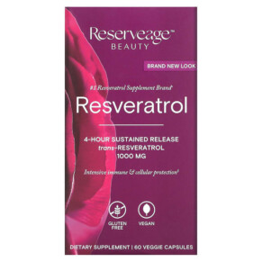 Reserveage Nutrition Resveratrol Trans-Resveratrol 500 mg 60 Veggie Capsules 835552001560