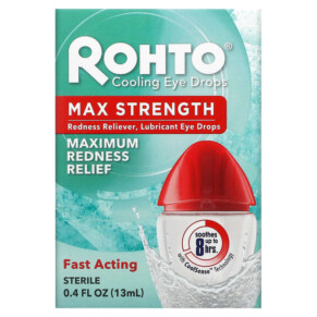 Rohto Cooling Eye Drops Max Strength Maximum Redness Relief 0.4 fl oz (13 ml) 310742011012