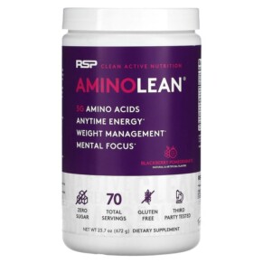 RSP Nutrition AminoLean 5 g Amino Acids + Anytime Energy Blackberry Pomegranate 23.7 oz (672 g) 854446006849
