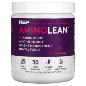 RSP Nutrition AminoLean 5 g Amino Acids + Anytime Energy Blackberry Pomegranate 9.52 oz (270 g) 854446006351