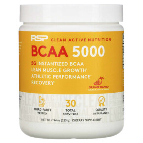 RSP Nutrition BCAA 5000 Instantized BCAAs Orange Mango 5.000 mg 7.94 oz (225 g) 858491007332