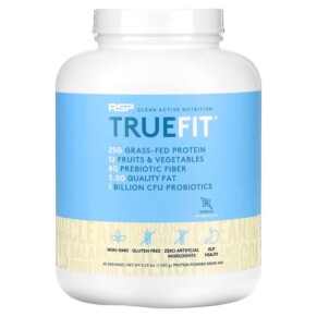 RSP Nutrition TrueFit Grass-Fed Protein Powder Drink Mix with Fruits & Veggies Vanilla 4.23 lbs (1.920 g) 858491007424